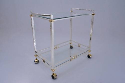 Orsenigo furniture silver gilt & brass trolley 1970`s ca, Italian